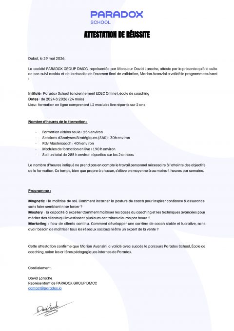 Certificat de coaching